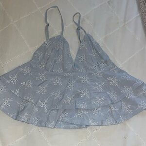 light blue flowy cropped  top